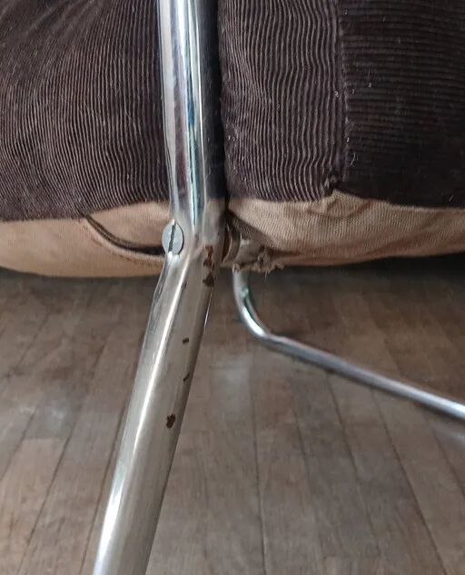 Fauteuil lounge style G.Lundgren pour Ikea, velours & tubes chromés 1970