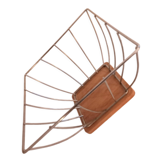Vintage fruit basket in wood and stainless steel
