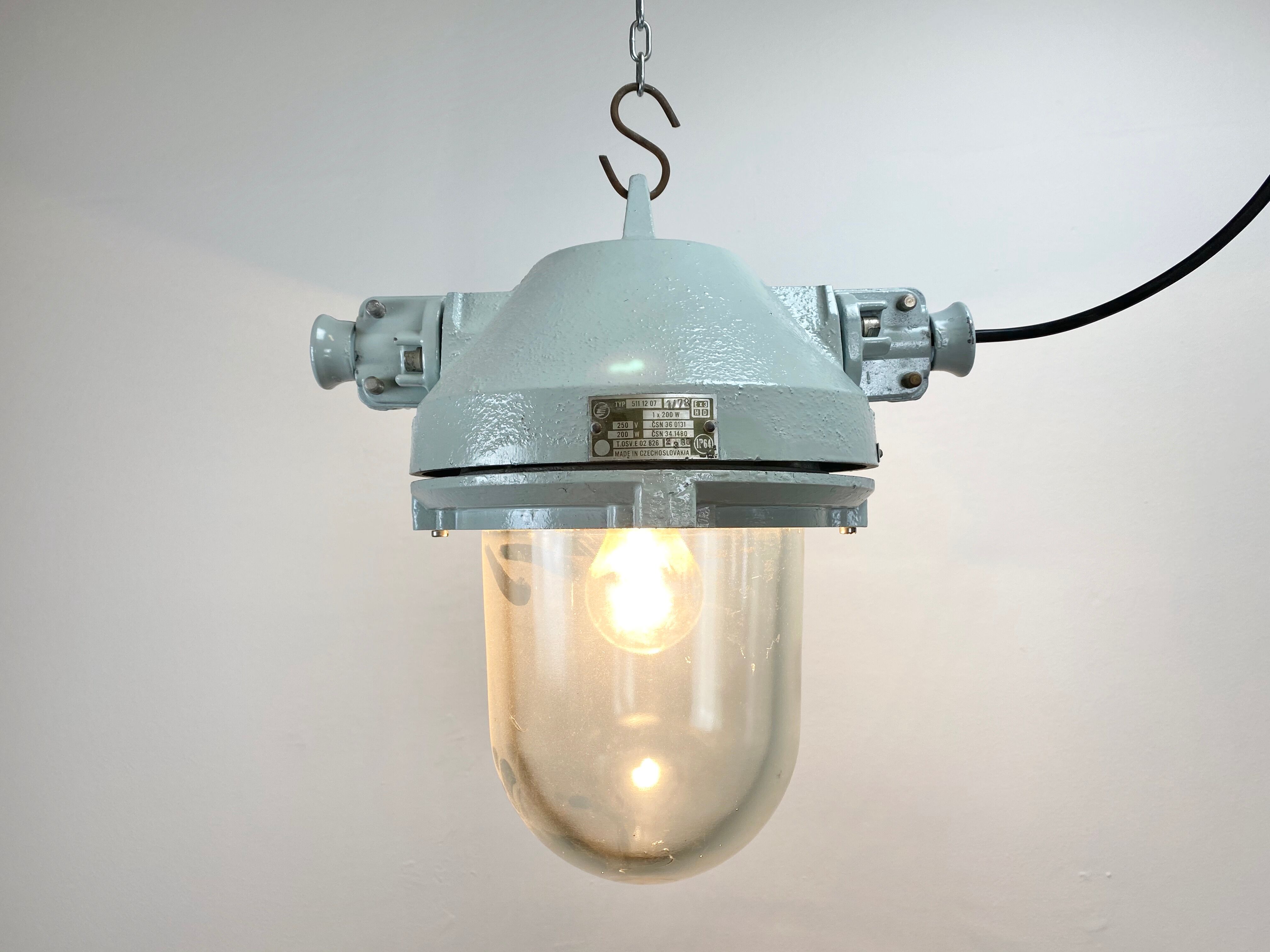 Grey industrial explosion proof lamp, 1970s