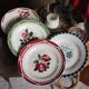 Set of 6 mismatched Art Deco red green yellow dinner plates Digoin