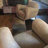 Pair of club armchairs made of flemish fabric