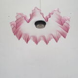 Old suspension lamp with parma pink frosted glass lampshade