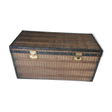 Louis Vuitton trunk in black and beige striped canvas Circa 1870