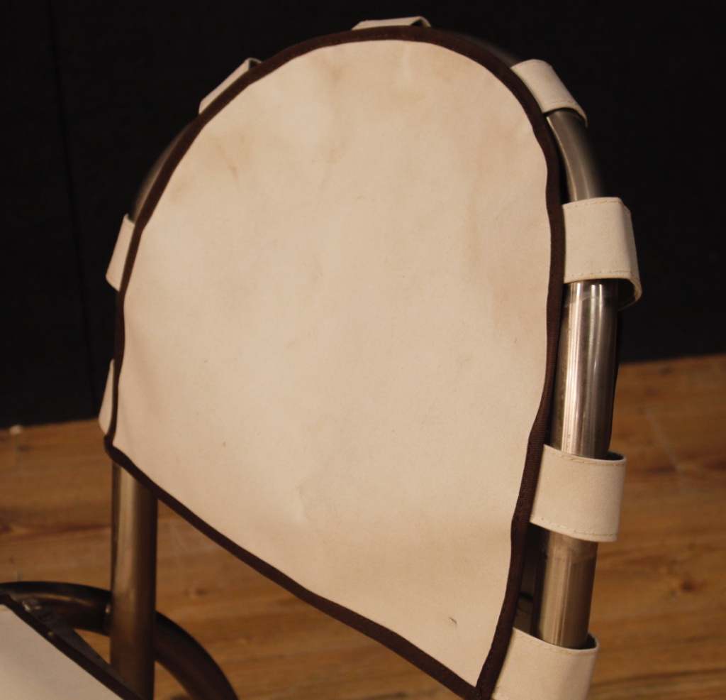 Set of 4 Italian Chairs in steel and fabric design Bazzani