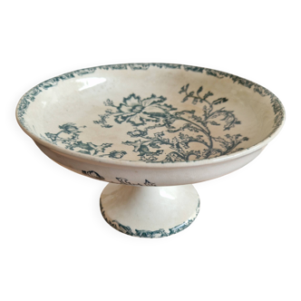 Assiette sur pied jv et cie vieillard bordeaux terre de fer datura bleu