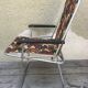 Paire de chaises anciennes de jardin pliantes en métal aluminium et tissu fleurs années 70