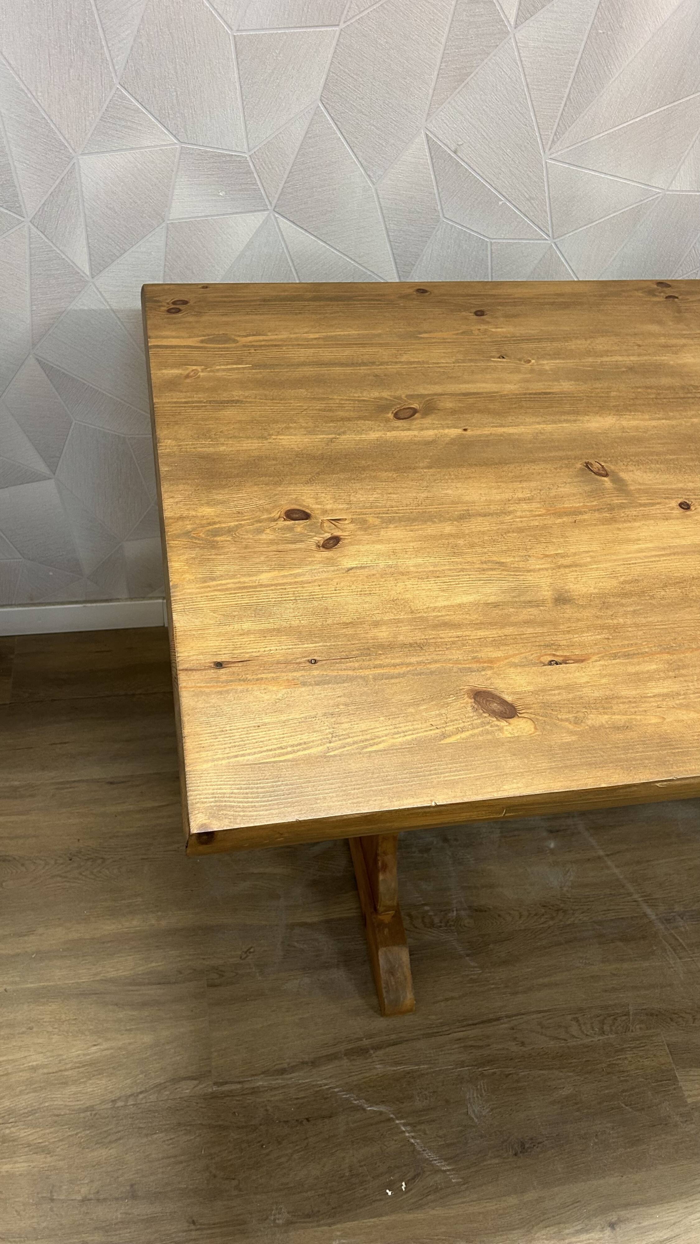 Oak stained monastery farmhouse table