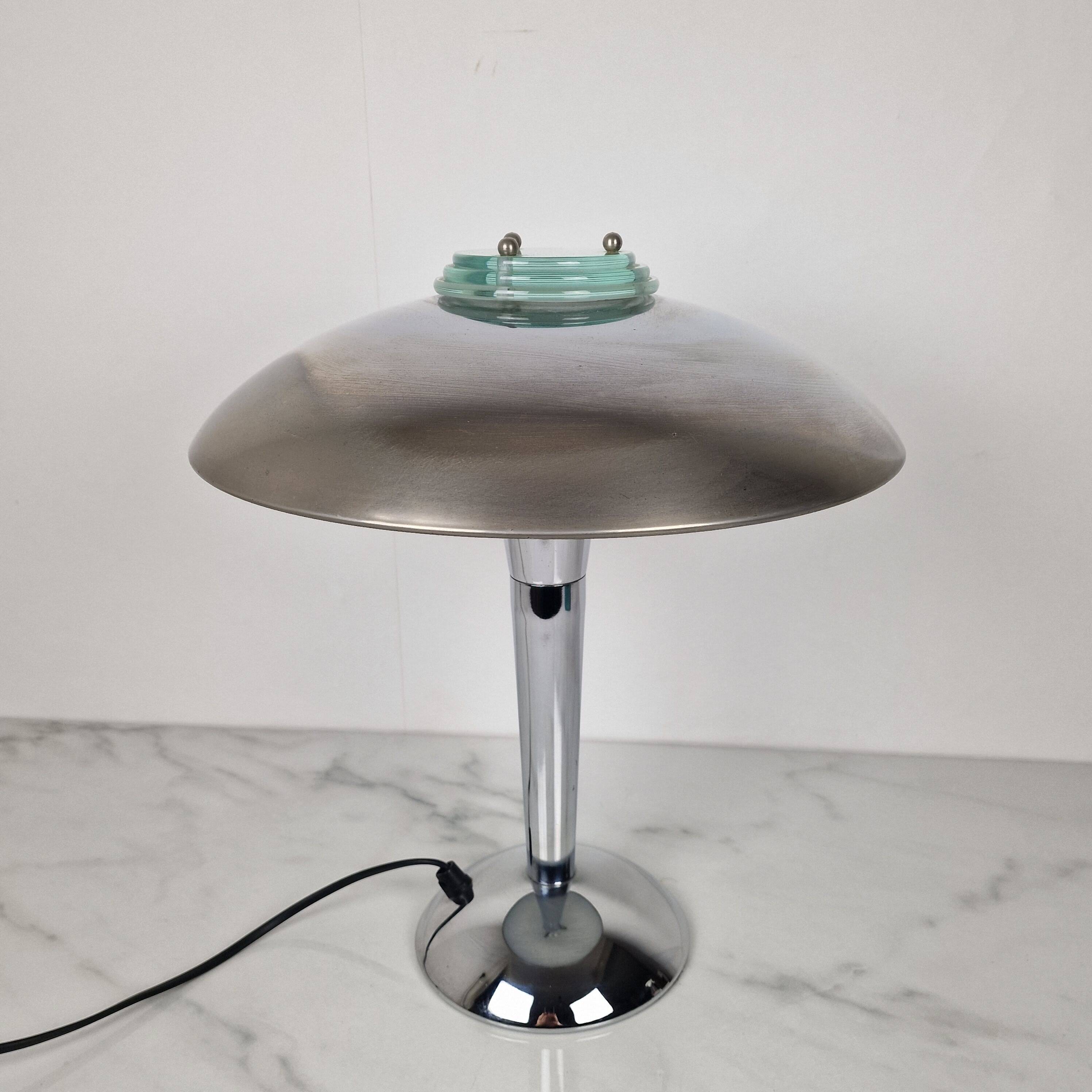 Vintage Chrome & Glass Table Lamp – Space Age Style