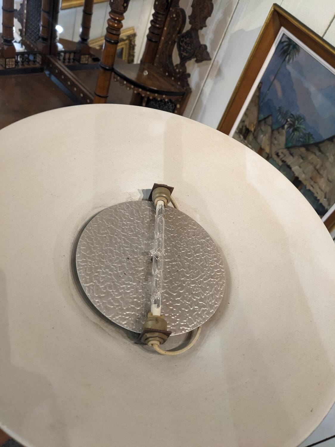 Louis XV floor lamp with bronze reflector by Lucien Gau