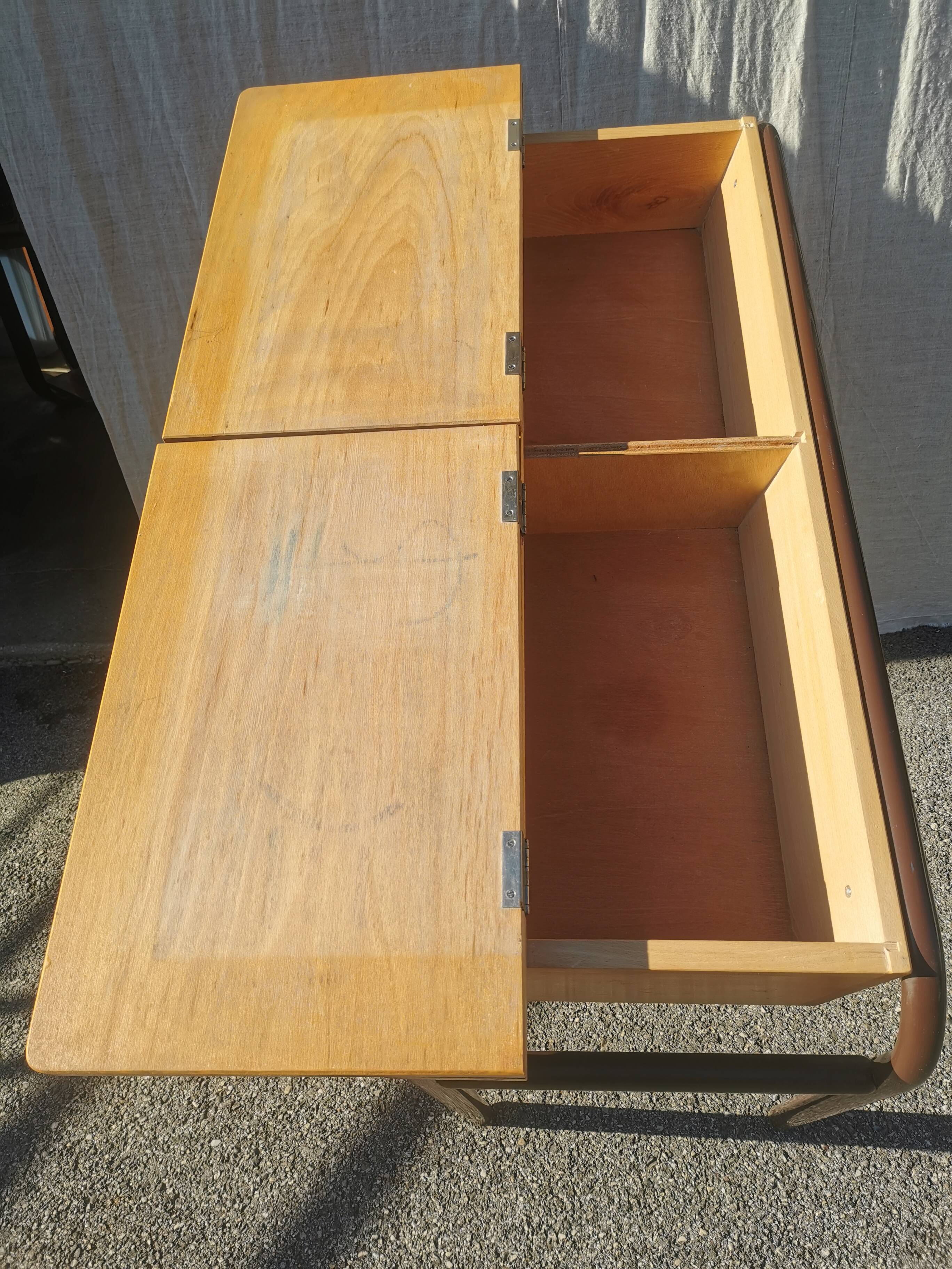 Vintage 2-seater desk with 2 leaves