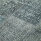 Hand-knotted oriental vintage 172 cm x 240 cm grey patchwork carpet
