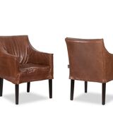 Lintello. Pair of camel leather armchairs. 1970s.