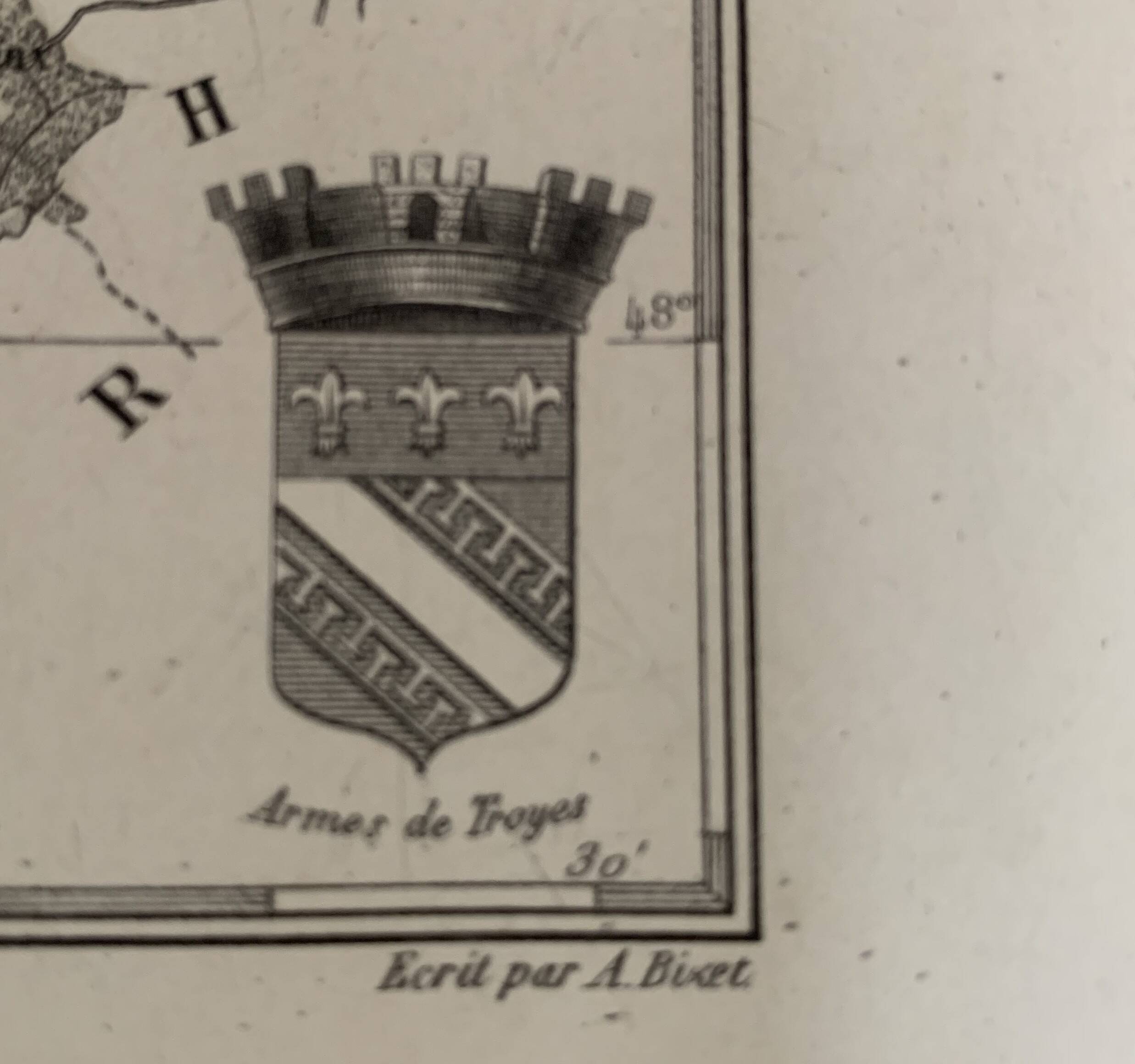 Old map of the department of Aube – Troyes – around 1850