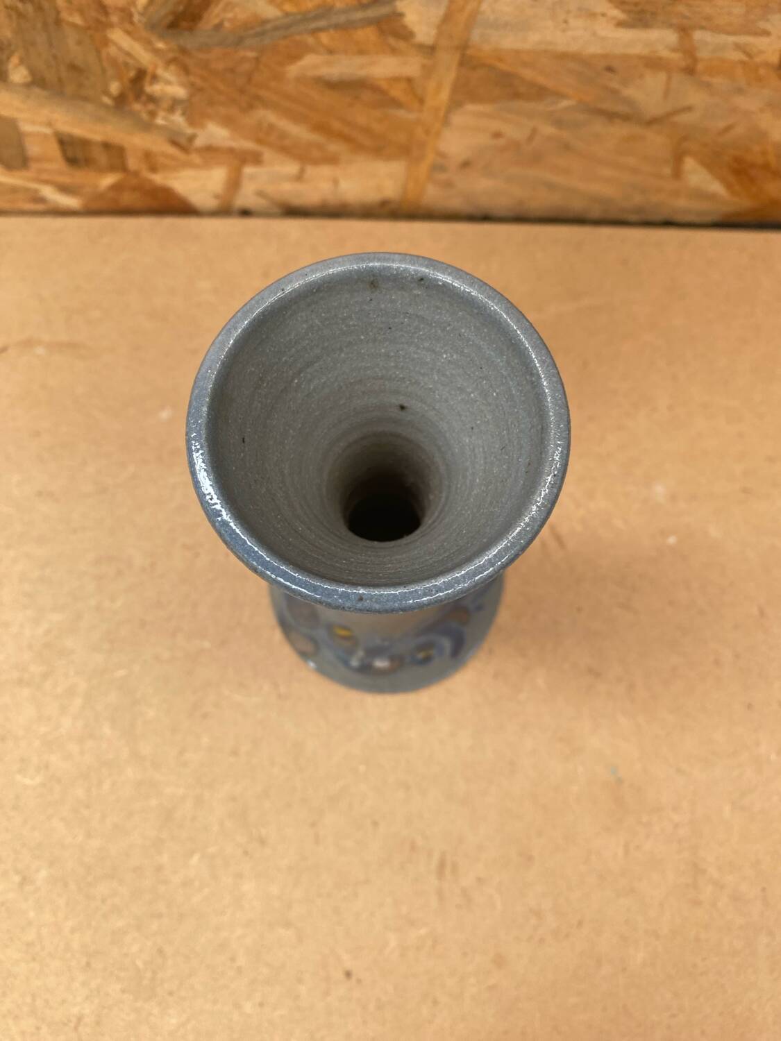 Old vase soliflore betschdorf remmy fils blue stoneware vintage flower decor