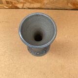 Ancien vase soliflore betschdorf remmy fils grès bleu décor fleurs vintage
