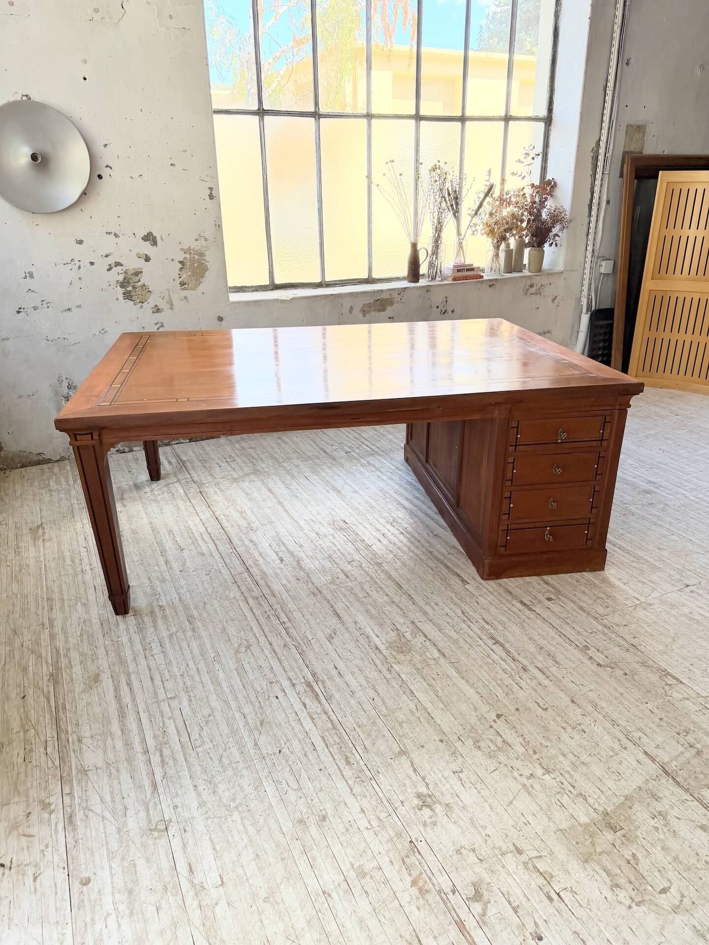 Double-sided walnut counter desk 1900