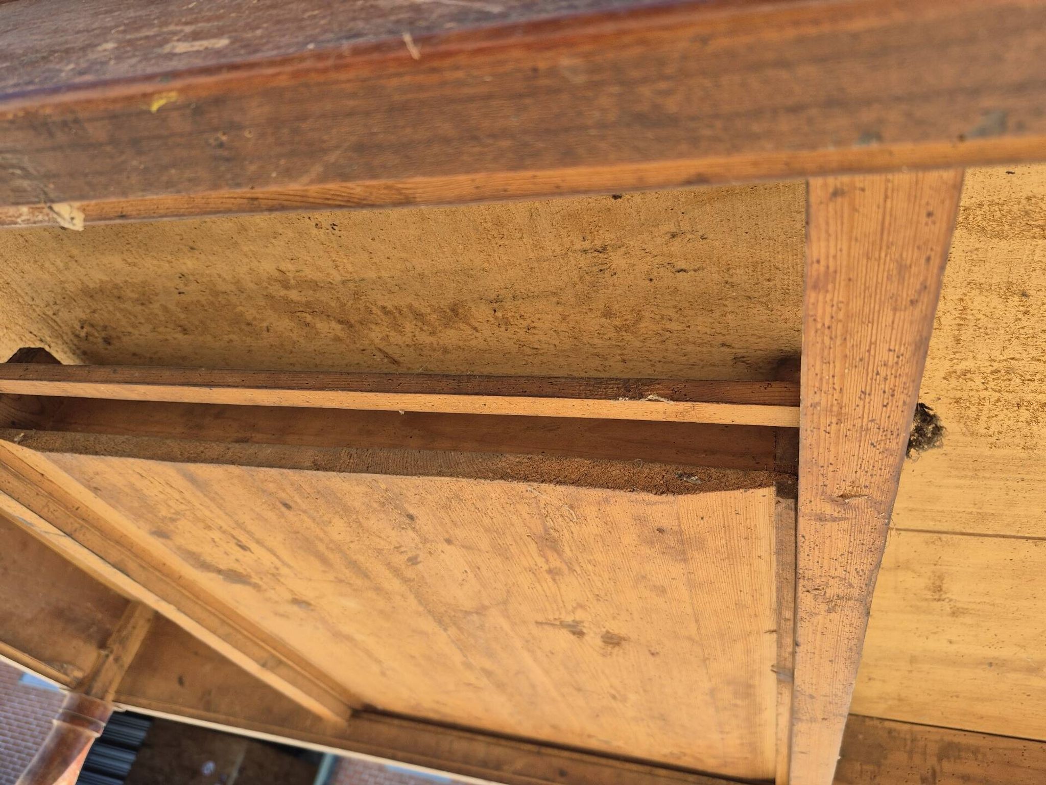 Antique French kitchen table 127 x 83 cm with drawer rustic