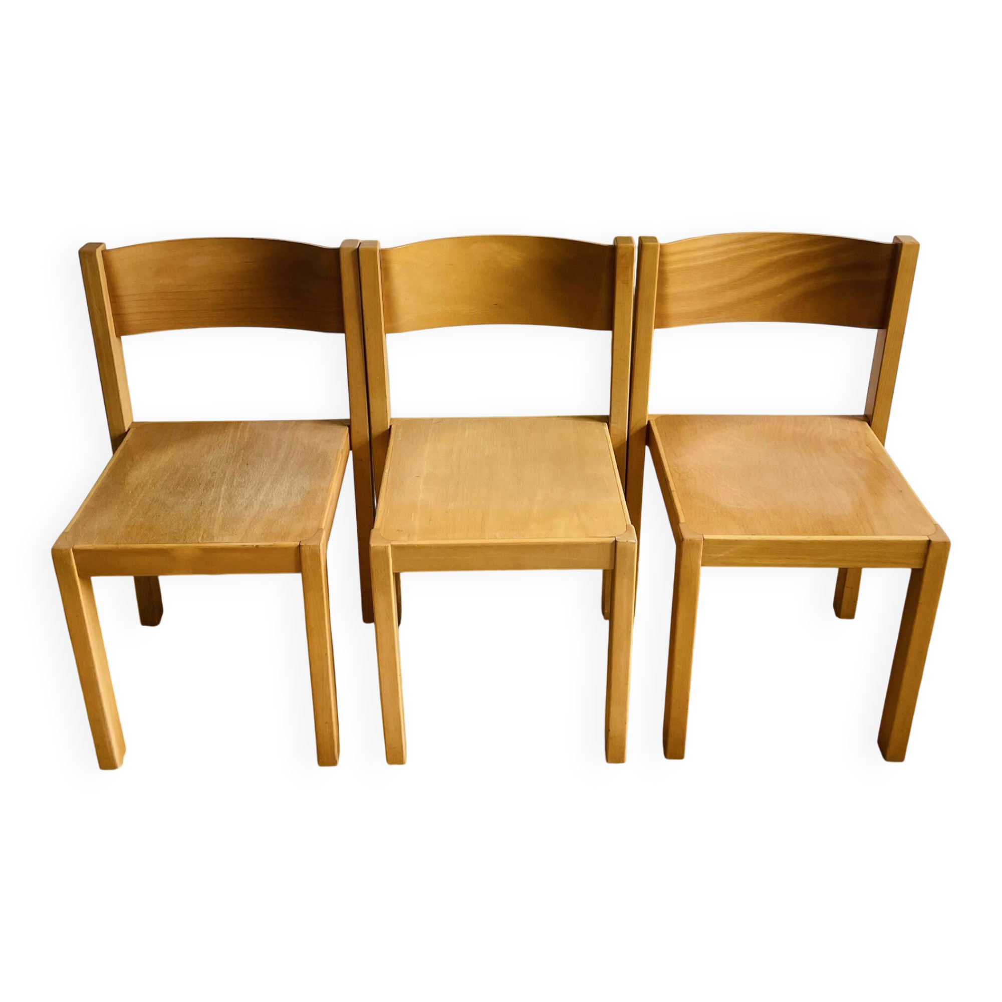 3 chaises scandinaves vintage en hêtre