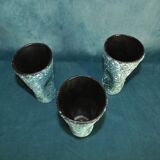 3 vases Ceramic Modernist Turquoise Free Form Nissy Annecy circa 1950
