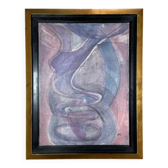 Peinture / huile sur toile visage abstrait signée et datée 1981