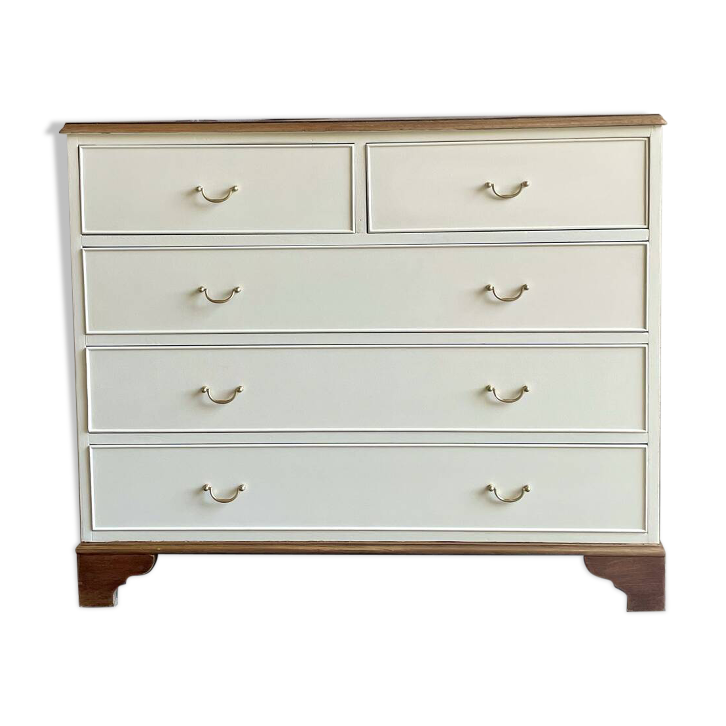 Renovated vintage chest of drawers – 5 drawers – Wooden top – Country style
