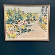 Original Swedish Oil On Canvas – “Landscape” By Lena Jenny Malmajo – Dated 2000 – Vintage & Framed
