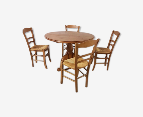 Roundtable And Its Four Chairs Selency Roundtable And Its Four Chairs Selency, Round Table With Four Chairs