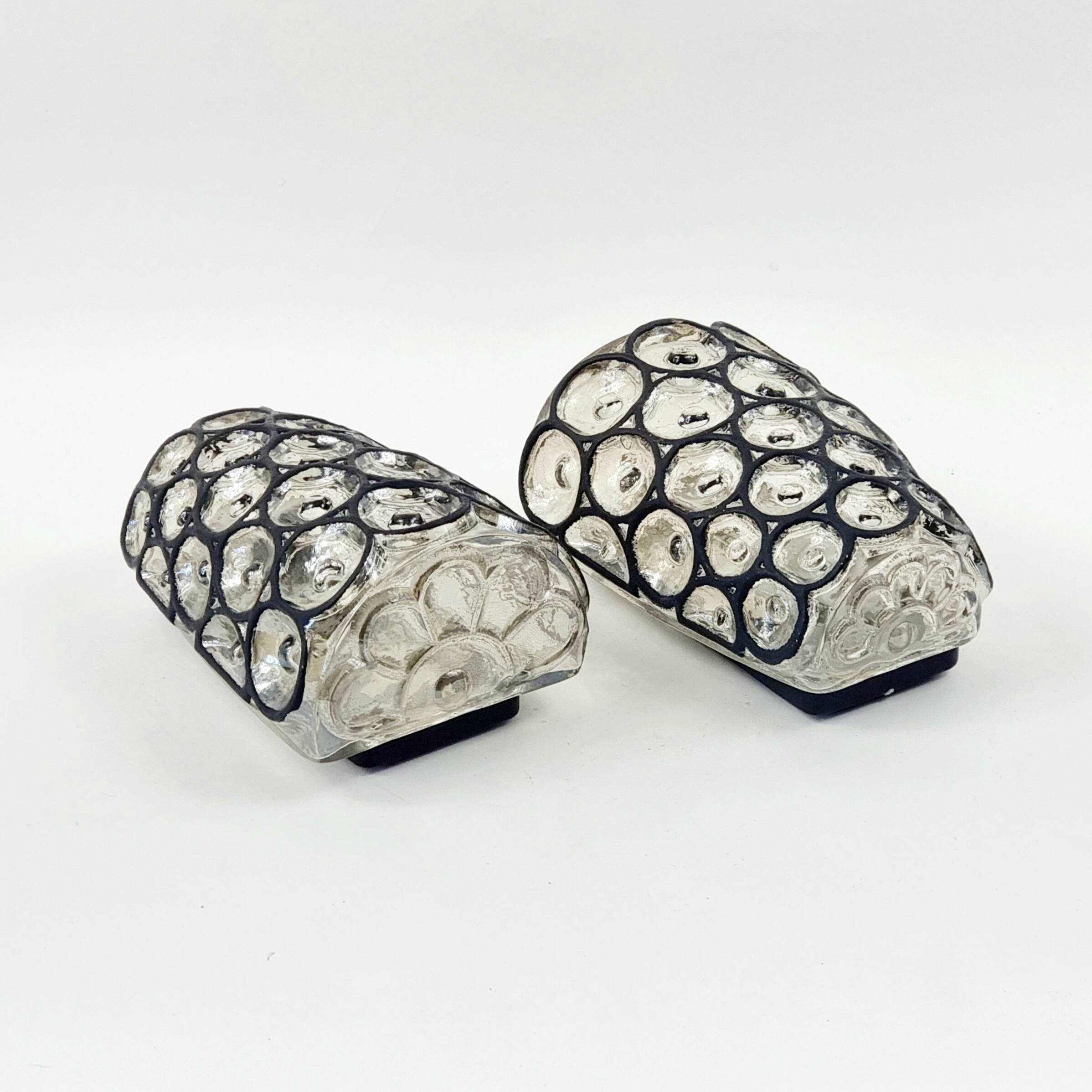 Pair of Mid-Century Modern Glass Wall Lamps from Limburg, Germany, 1960s