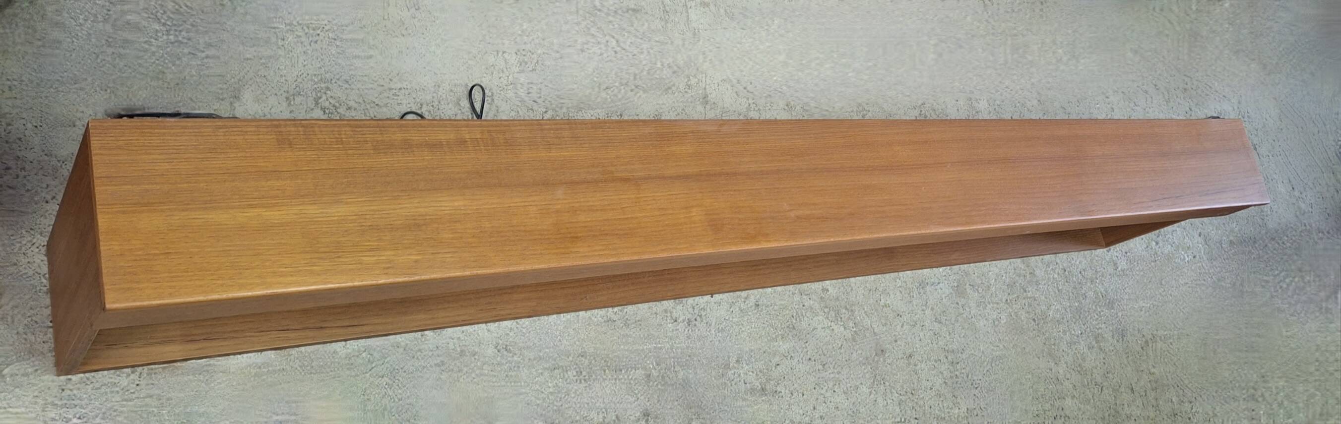 Floating long wall shelf / sideboard in teak, Denmark 1960s