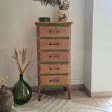 Chiffonnier vert herbarium et bois brut