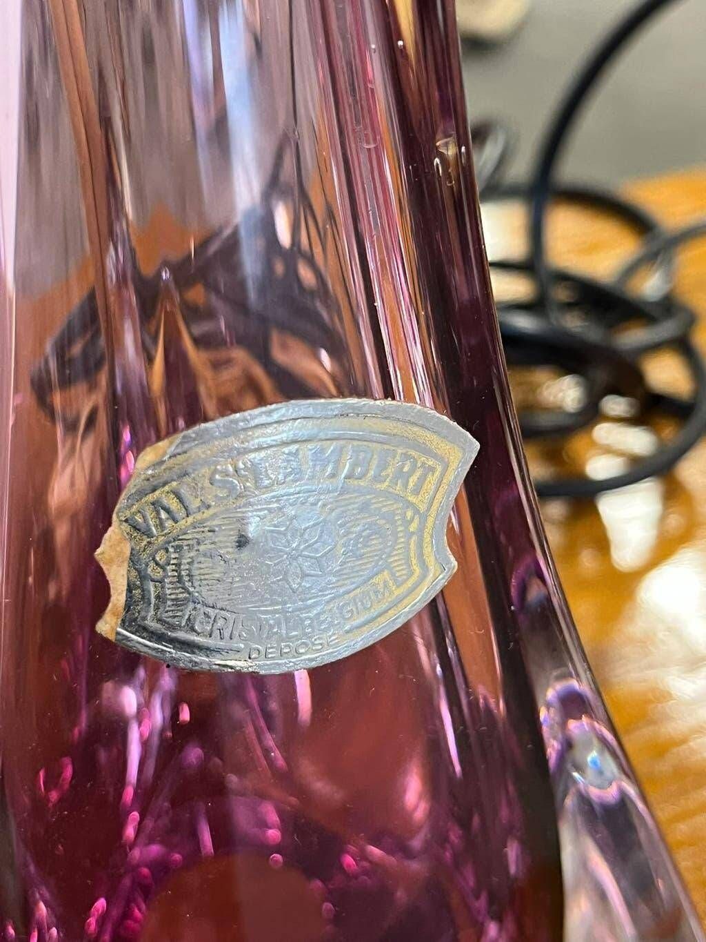 Vintage lamp base in crystal VSL and ruby glass
