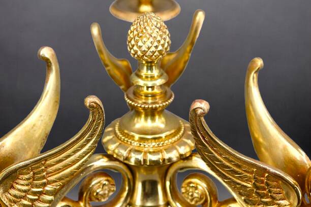 Flamboyant Pair of Candelabra/Chandeliers Solid Bronze Empire Style