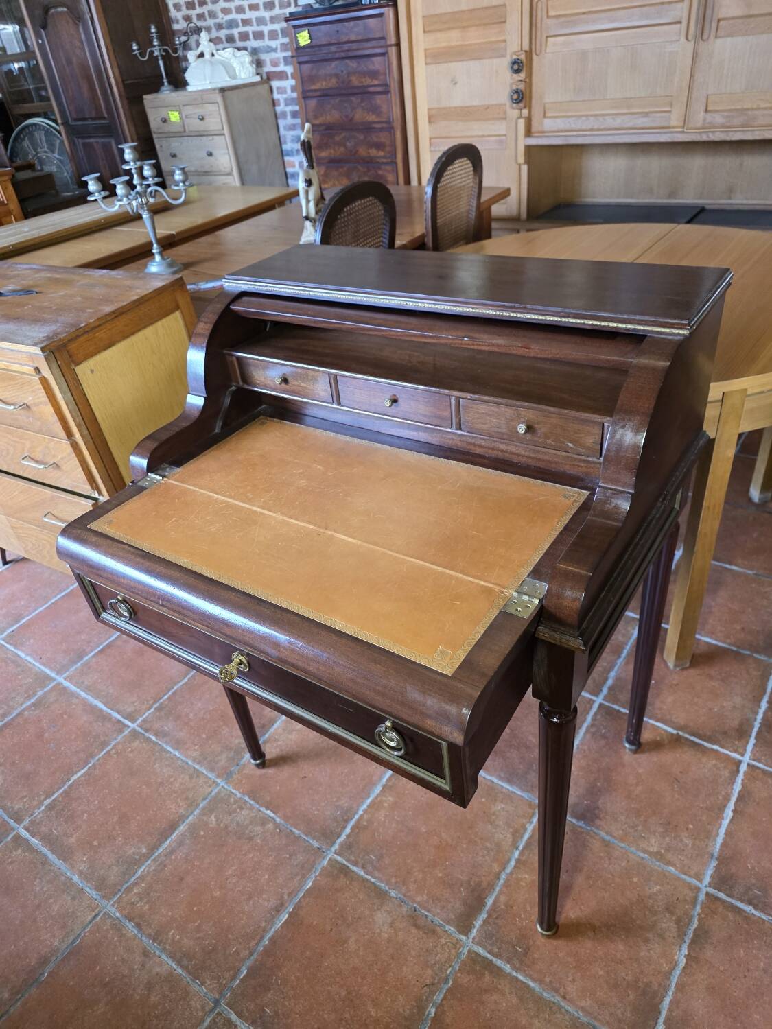 Louis XVI Style Cylinder Desk in Mahogany