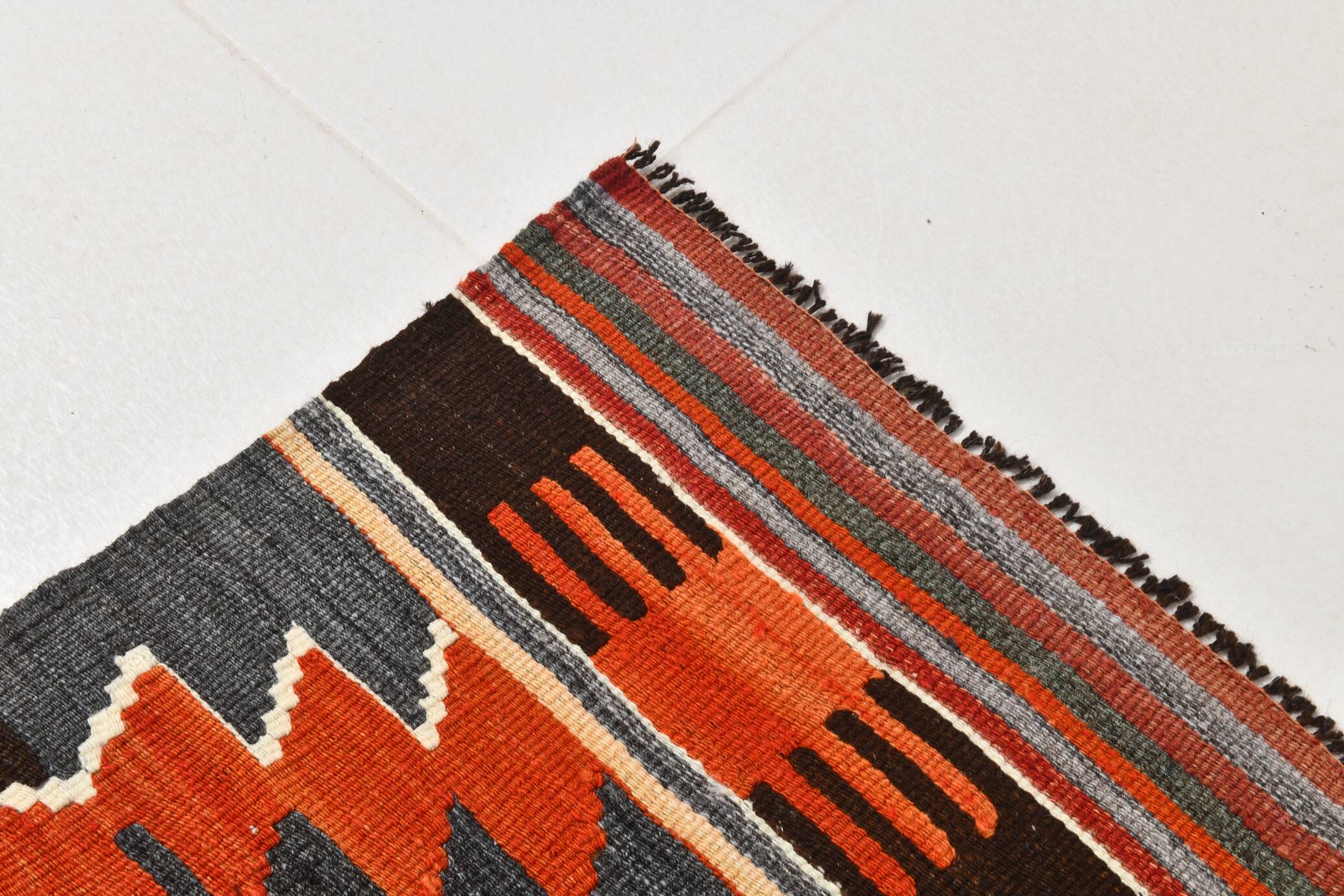 5x11 Multicolor Geometric Style Kilim Rug, Hanmade Wool Area Rug, 162x342Cm