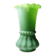 Large antique jade green opaline crystal vase, circa 1900-1930.