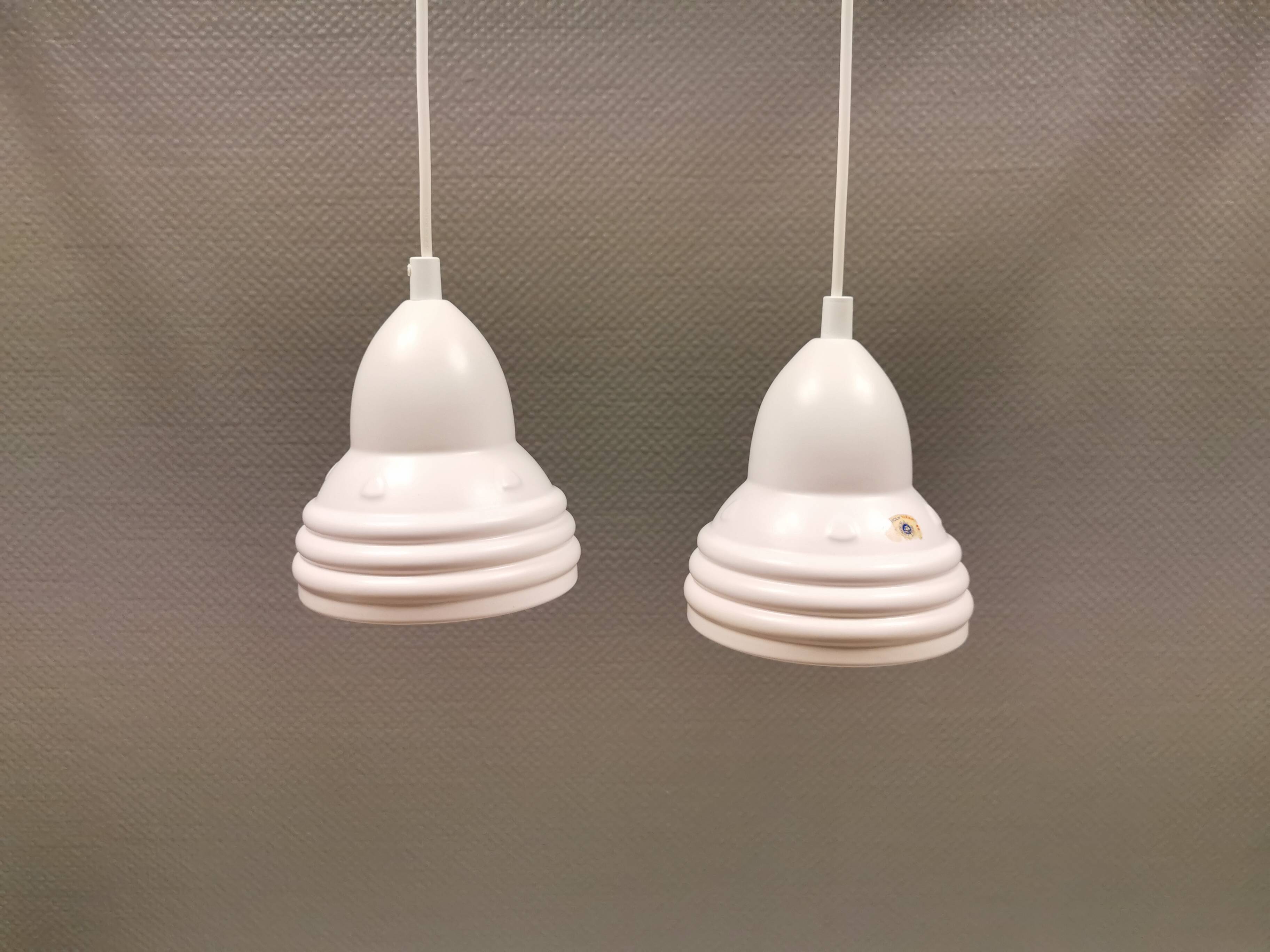 Two small ceramic hanging lights from Danish Søholm, estimated 1980s.