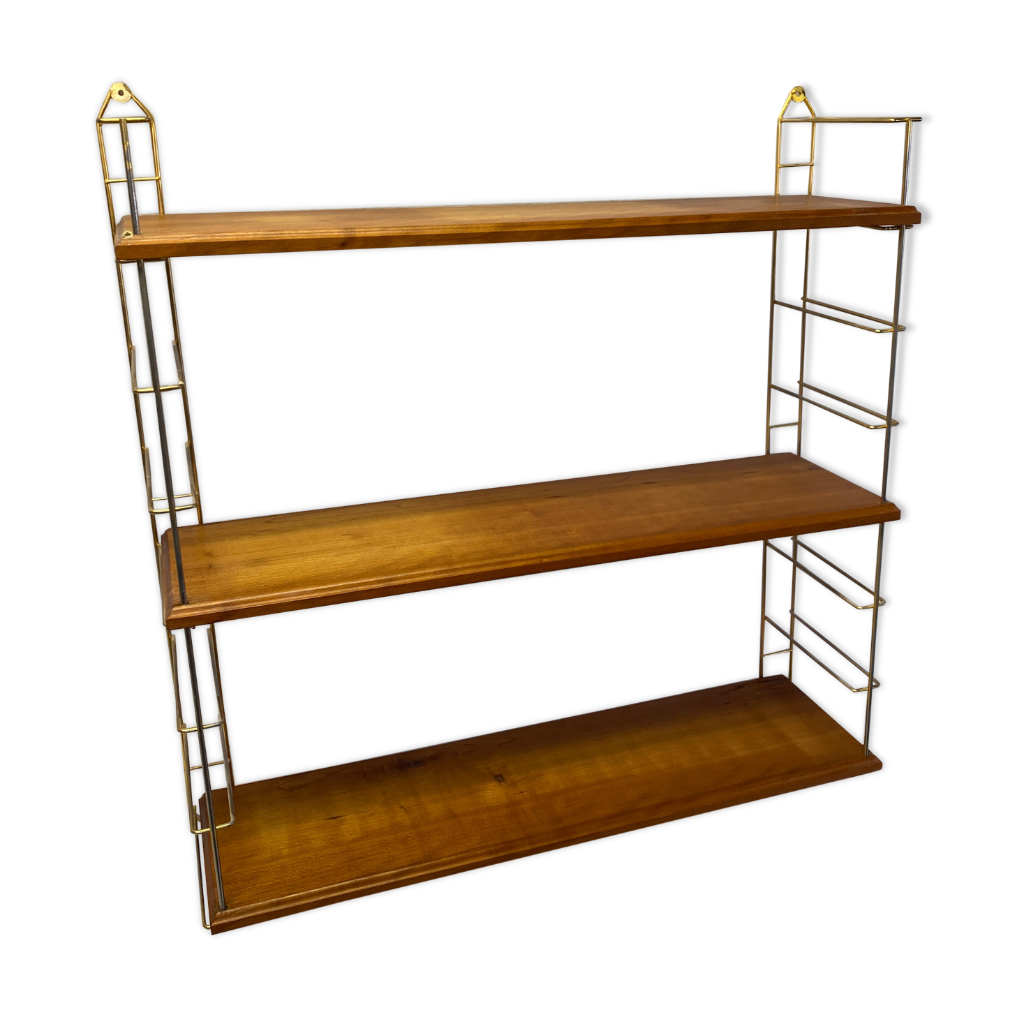 Étagère bois et métal doré