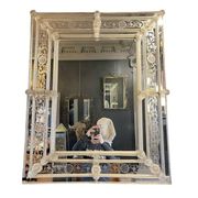 Barovier & Toso Murano, mirror with engraved borders, early 20th century.