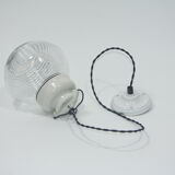 Porcelain lamp with a glass shade