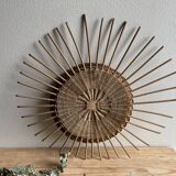 Vintage rattan sun mirror