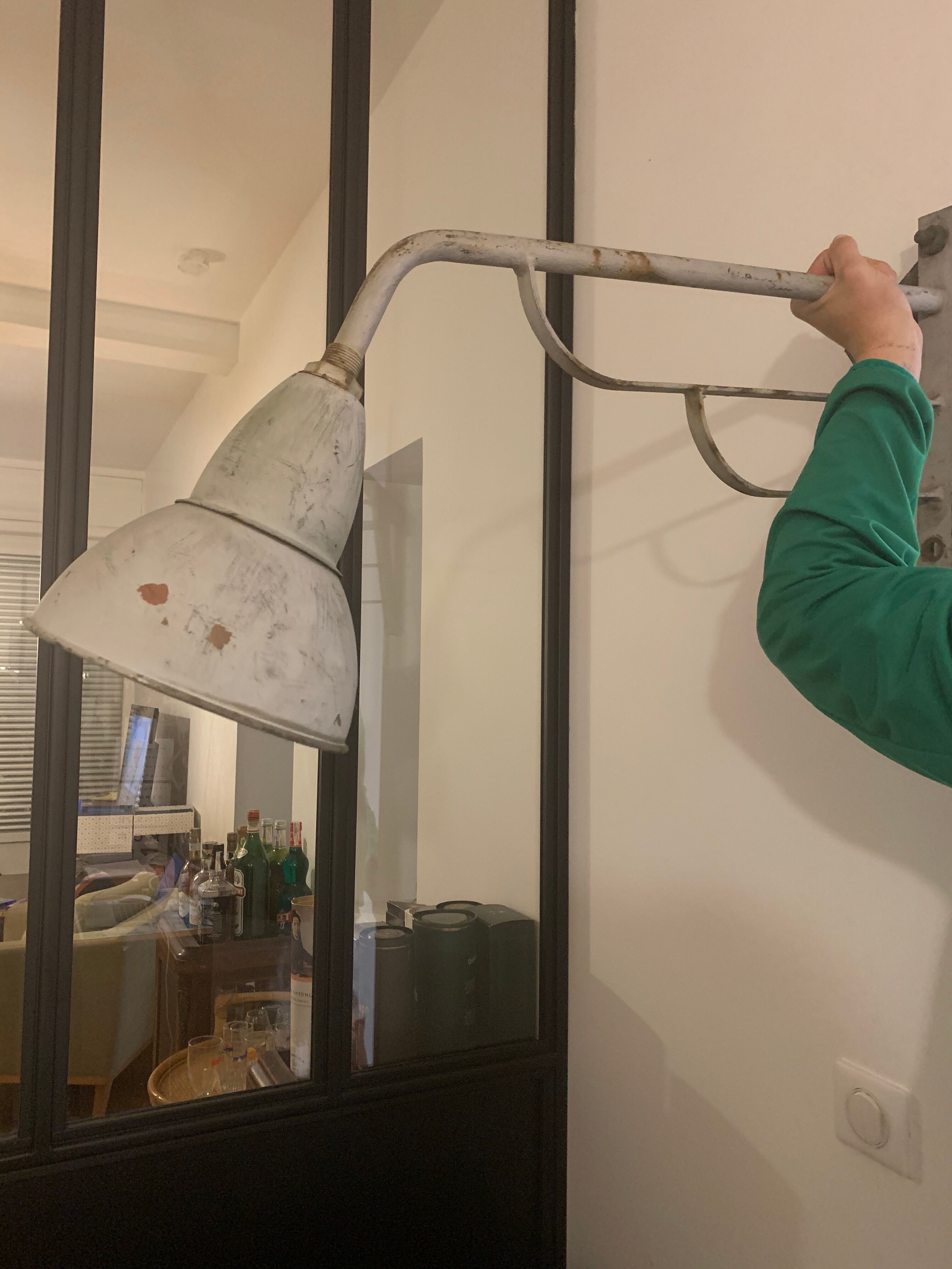 Metal garage sconce, 70s