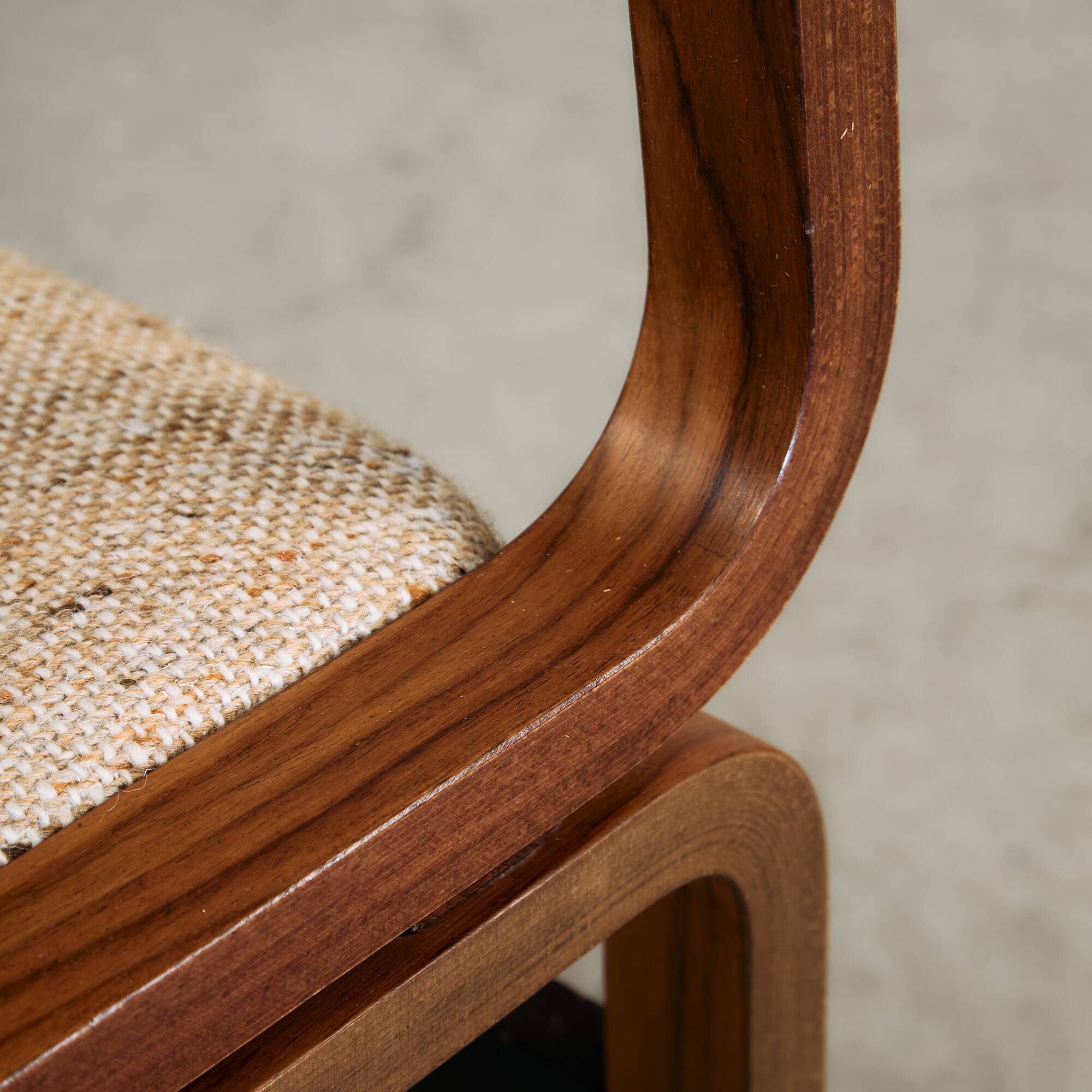 Mid-Century Bentwood Chair Set in Stained Beech with Wool Upholstery