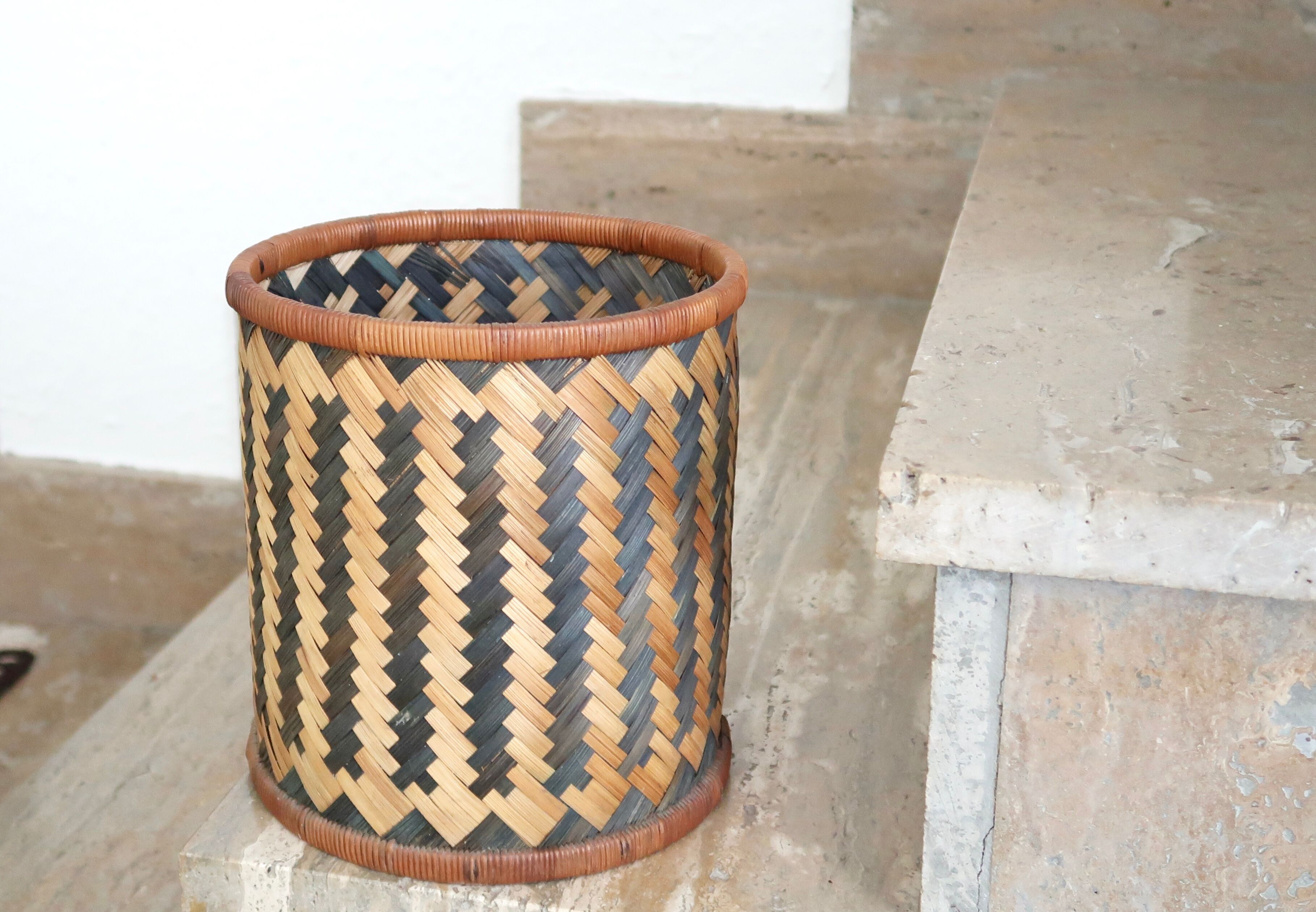 Wicker paper basket, 80s