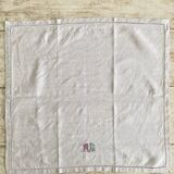 Hand-embroidered napkins, mono MG, Venice days - 57x54 cm - linen