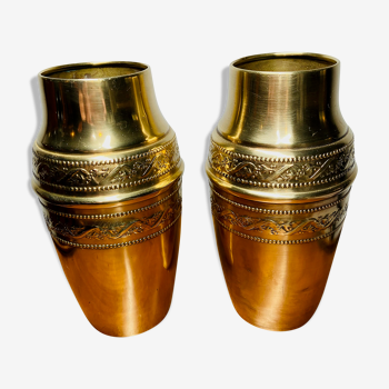 Pair of brass vases