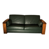 Leather canapé in Art Deco style designed by Jacques Leleu.