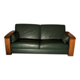 Canapé en cuir style Art Déco design Jacques Leleu