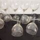 Set of 10 crystal foot "balloon" red wine glasses from the 40s-50s