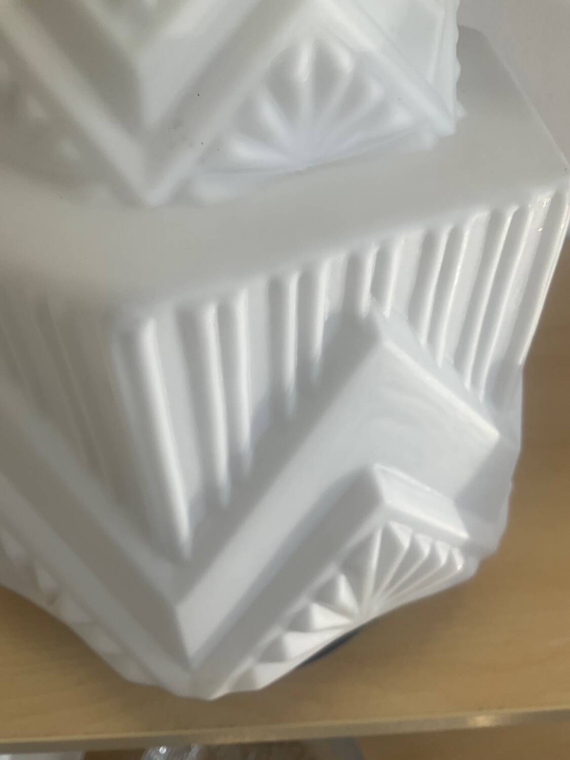 Art Deco Skycrapper ceiling light in opaline glass