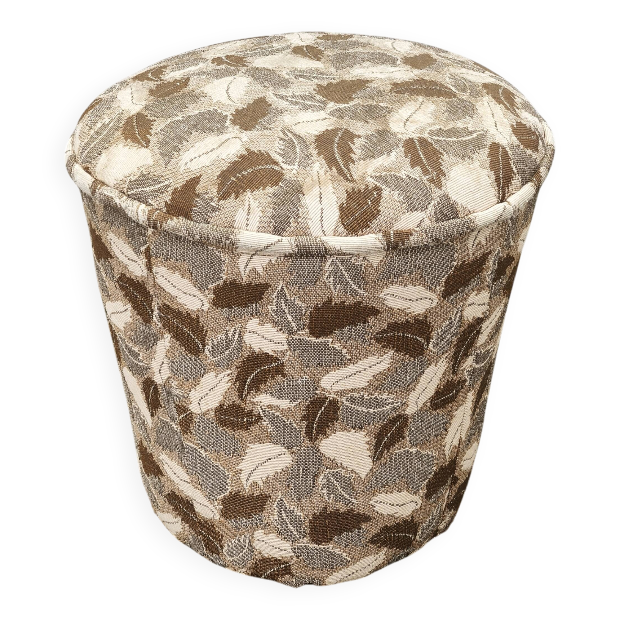 1930s Czechoslovak Art Deco Upholstered Round Tabouret Stool
